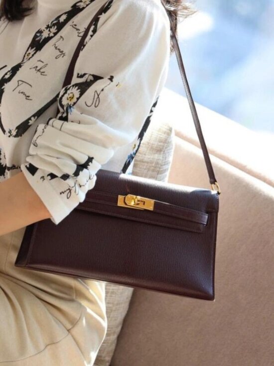 Handbags - Luxe Leather Shoulder Bag & Clutch | Elegant Structured 90s Aesthetic